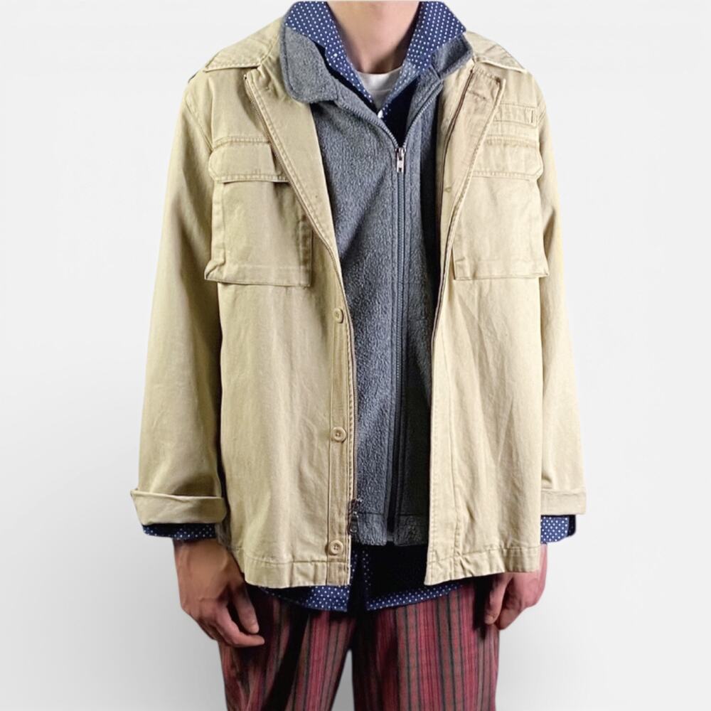 Sundance Khaki Tan Utility Cargo Field Barn Chore Jacket Sz L